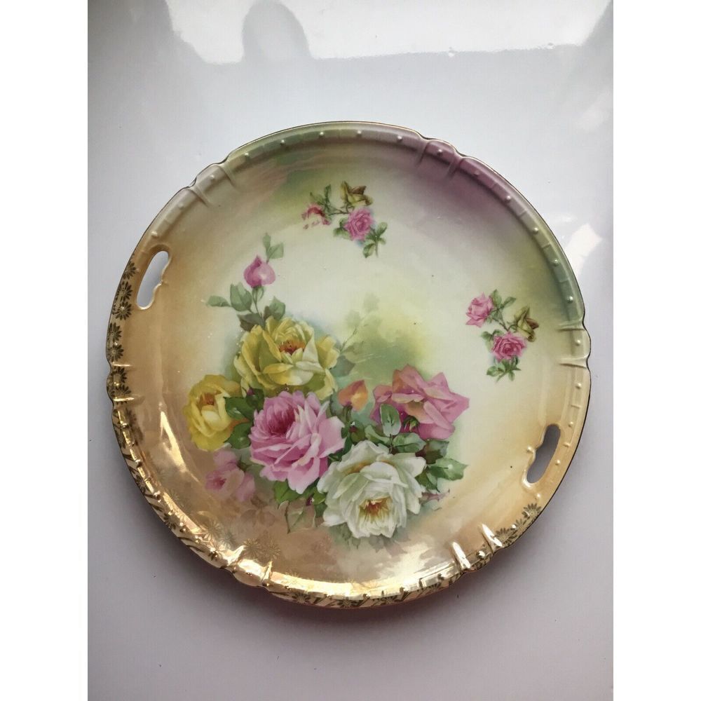 Vtg‎ 1900’ CARL SCHUMANN ARZBERG CHOP / CABINET PLATE BAVARIA GOLD Lusterware